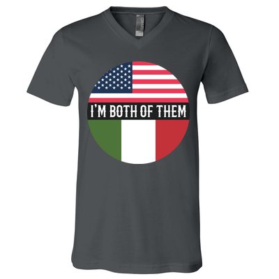 I Am Both Of Them American And Italian Flags V-Neck T-Shirt