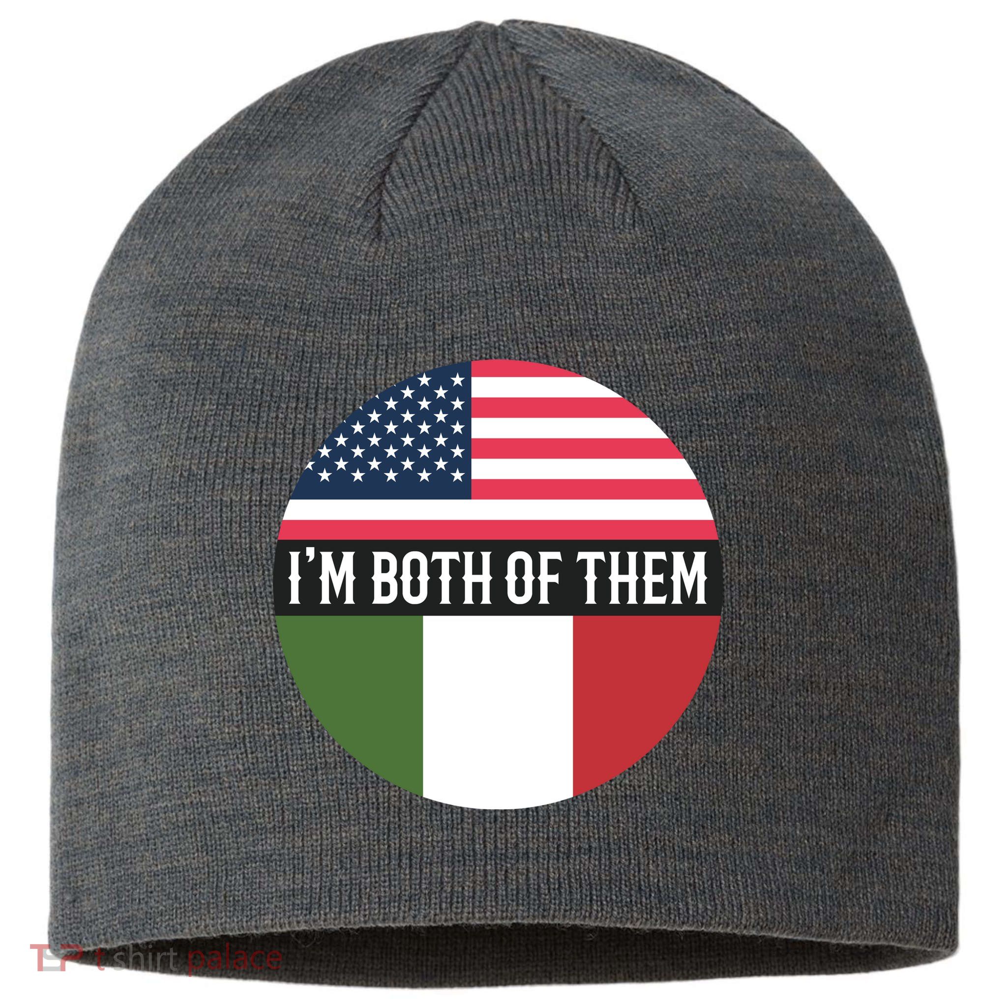 I Am Both Of Them American And Italian Flags Sustainable Beanie