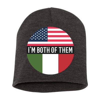 I Am Both Of Them American And Italian Flags Short Acrylic Beanie