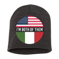 I Am Both Of Them American And Italian Flags Short Acrylic Beanie