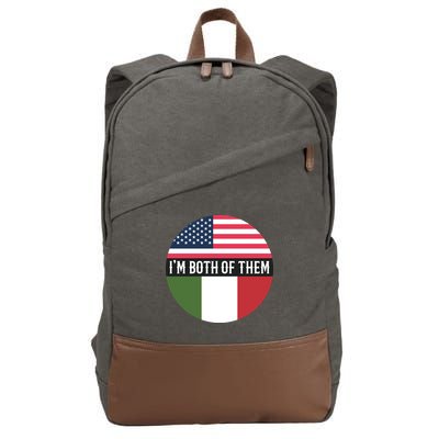 I Am Both Of Them American And Italian Flags Cotton Canvas Backpack