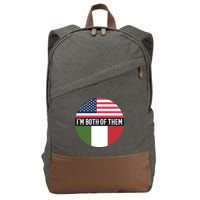 I Am Both Of Them American And Italian Flags Cotton Canvas Backpack