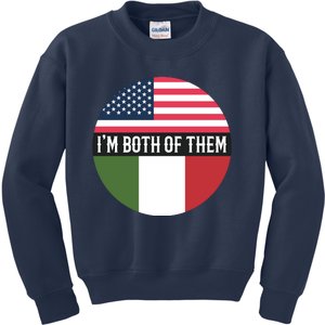 I Am Both Of Them American And Italian Flags Kids Sweatshirt