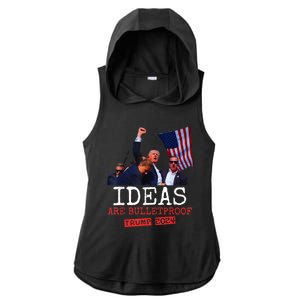 Ideas Are Bulletproof Trump 2024 Ladies PosiCharge Tri-Blend Wicking Draft Hoodie Tank