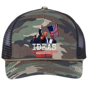 Ideas Are Bulletproof Trump 2024 Retro Rope Trucker Hat Cap