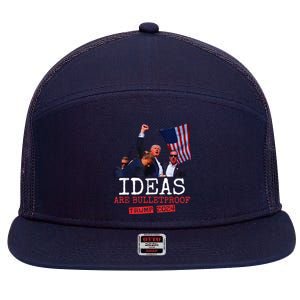 Ideas Are Bulletproof Trump 2024 7 Panel Mesh Trucker Snapback Hat