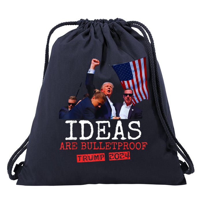 Ideas Are Bulletproof Trump 2024 Drawstring Bag