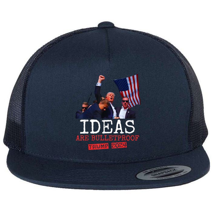 Ideas Are Bulletproof Trump 2024 Flat Bill Trucker Hat