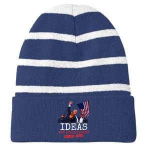 Ideas Are Bulletproof Trump 2024 Striped Beanie with Solid Band