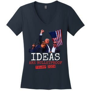 Ideas Are Bulletproof Trump 2024 Women's V-Neck T-Shirt