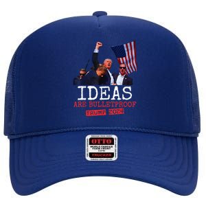 Ideas Are Bulletproof Trump 2024 High Crown Mesh Back Trucker Hat