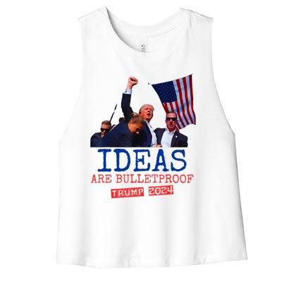 Ideas Are Bulletproof Trump 2024 Women's Racerback Cropped Tank