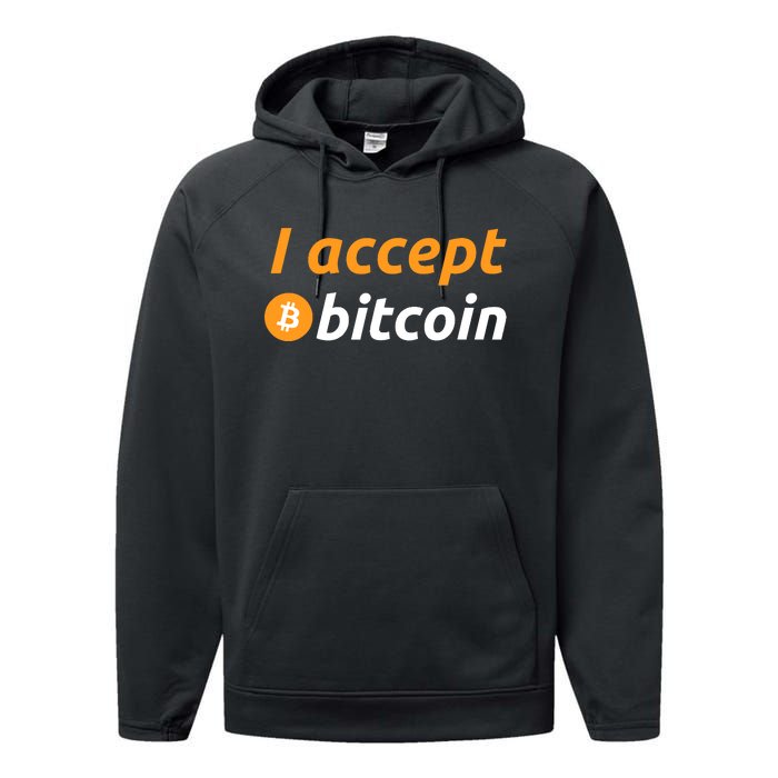 I Accept Bitcoin Funny Crypto Trader BTC Bitcoin Investor Performance Fleece Hoodie