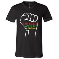 I Am Black And I Am Proud African American V-Neck T-Shirt