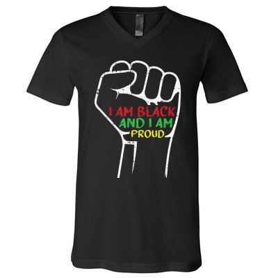 I Am Black And I Am Proud African American V-Neck T-Shirt