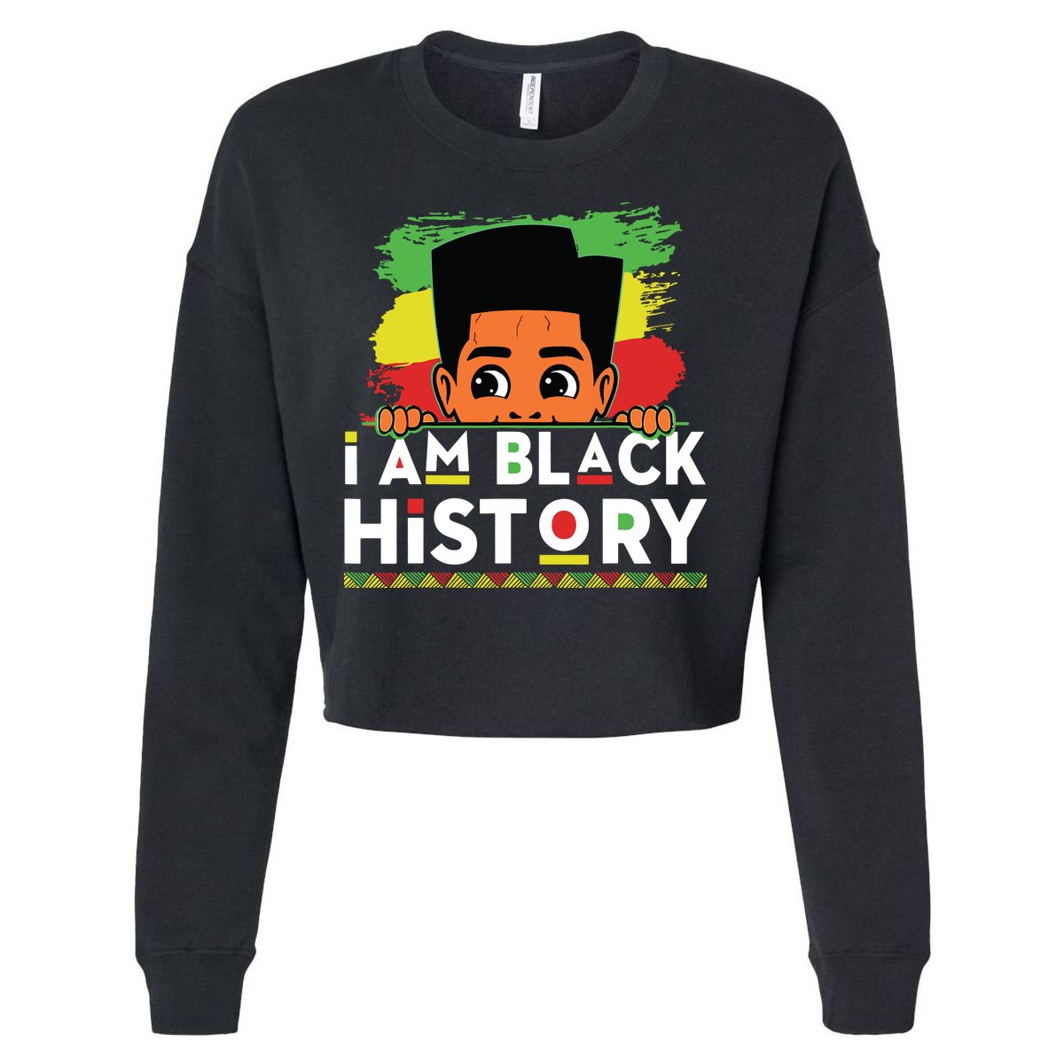 I Am Black History For Boy Black History Month Cropped Pullover Crew