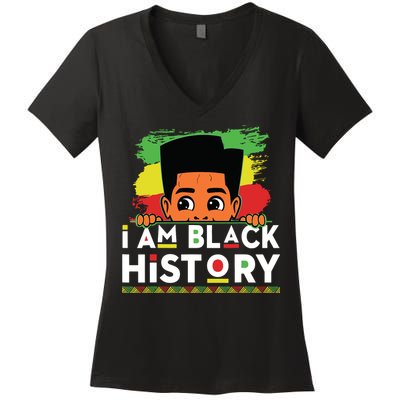 I Am Black History For Boy Black History Month Women's V-Neck T-Shirt