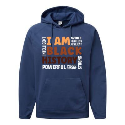 I Am Black History Strong Proud Black History Month Performance Fleece Hoodie