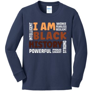 I Am Black History Strong Proud Black History Month Kids Long Sleeve Shirt