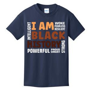 I Am Black History Strong Proud Black History Month Kids T-Shirt