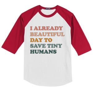 Its A Beautiful Day To Save Tiny Hu Nicu Nurse Gift Kids Colorblock Raglan Jersey