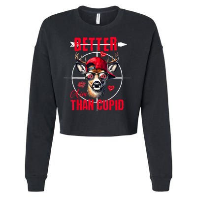 I Aim Better Than Cupid Hunting Valentine’S Day Cropped Pullover Crew
