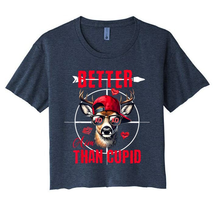 I Aim Better Than Cupid Hunting Valentine’S Day Women's Crop Top Tee