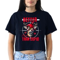 I Aim Better Than Cupid Hunting Valentine’S Day Women's Crop Top Tee