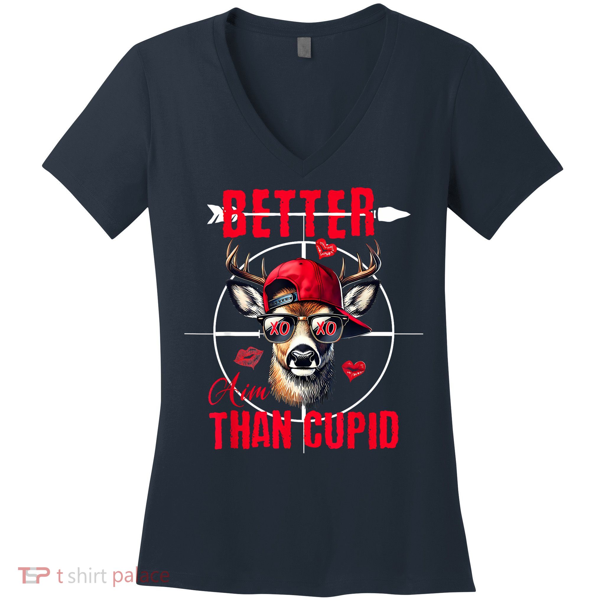 I Aim Better Than Cupid Hunting Valentine’S Day Women's V-Neck T-Shirt