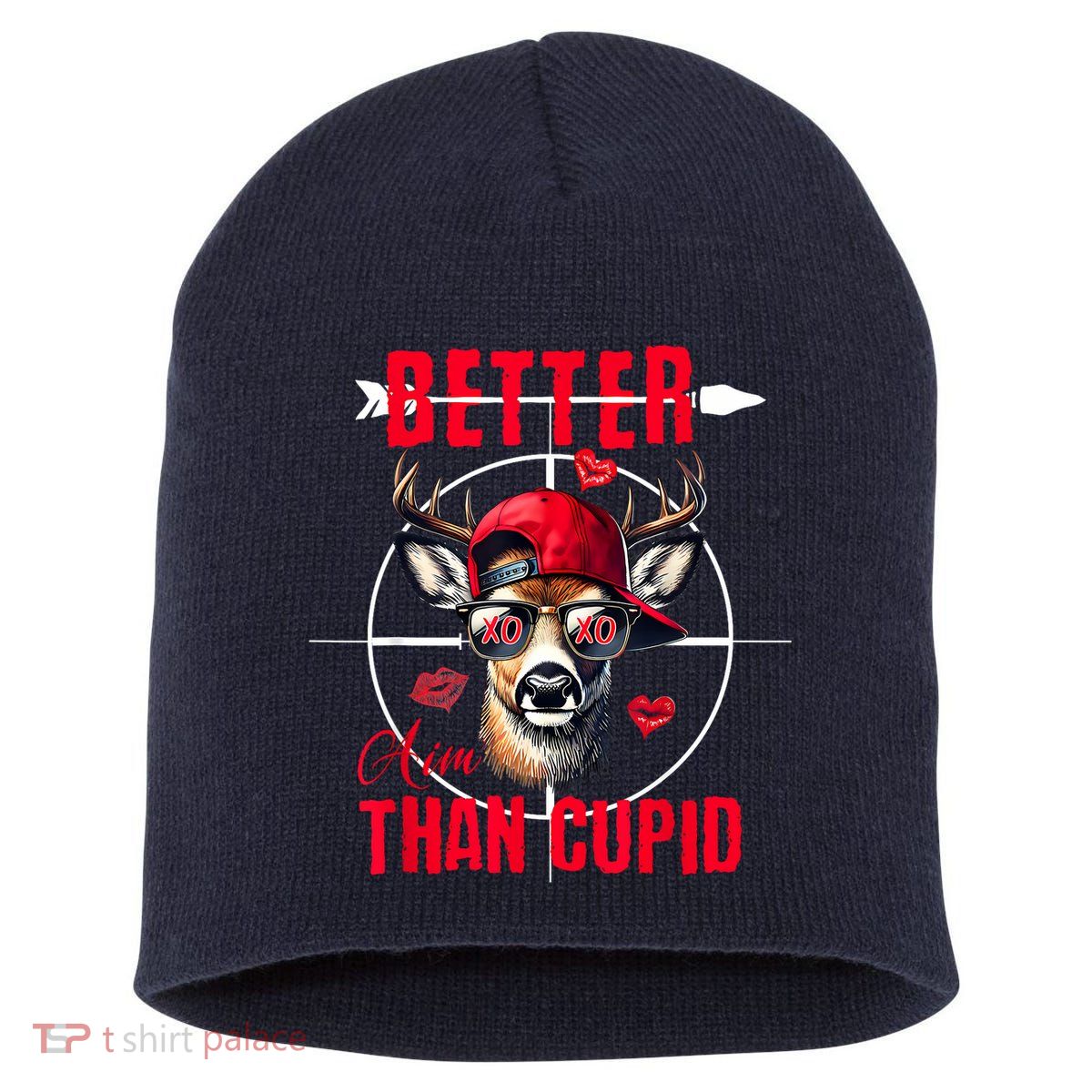 I Aim Better Than Cupid Hunting Valentine’S Day Short Acrylic Beanie