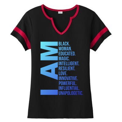 I Am Black Black History Month Educated Black Gift Ladies Halftime Notch Neck Tee