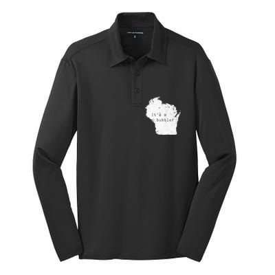 Its A Bubbler Funny Wisconsin Slang Silk Touch Performance Long Sleeve Polo