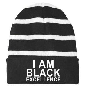 I Am Black Excellence Striped Beanie with Solid Band