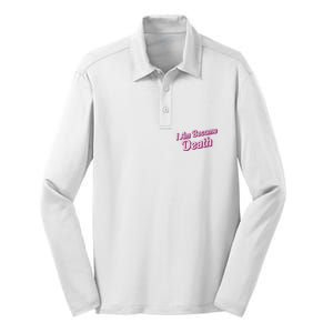 I Am Become Death In Pink Barbenheimer Silk Touch Performance Long Sleeve Polo