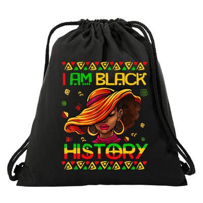 I Am Black History Month African American Afro Wo Drawstring Bag
