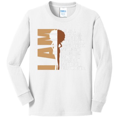 I Am Black Woman Black History Month Unapologetically  Kids Long Sleeve Shirt