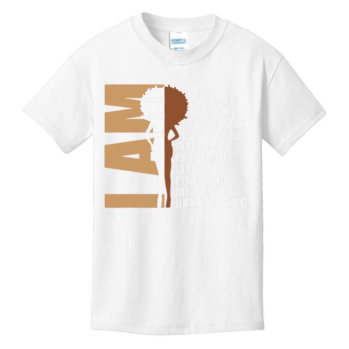 I Am Black Woman Black History Month Unapologetically  Kids T-Shirt