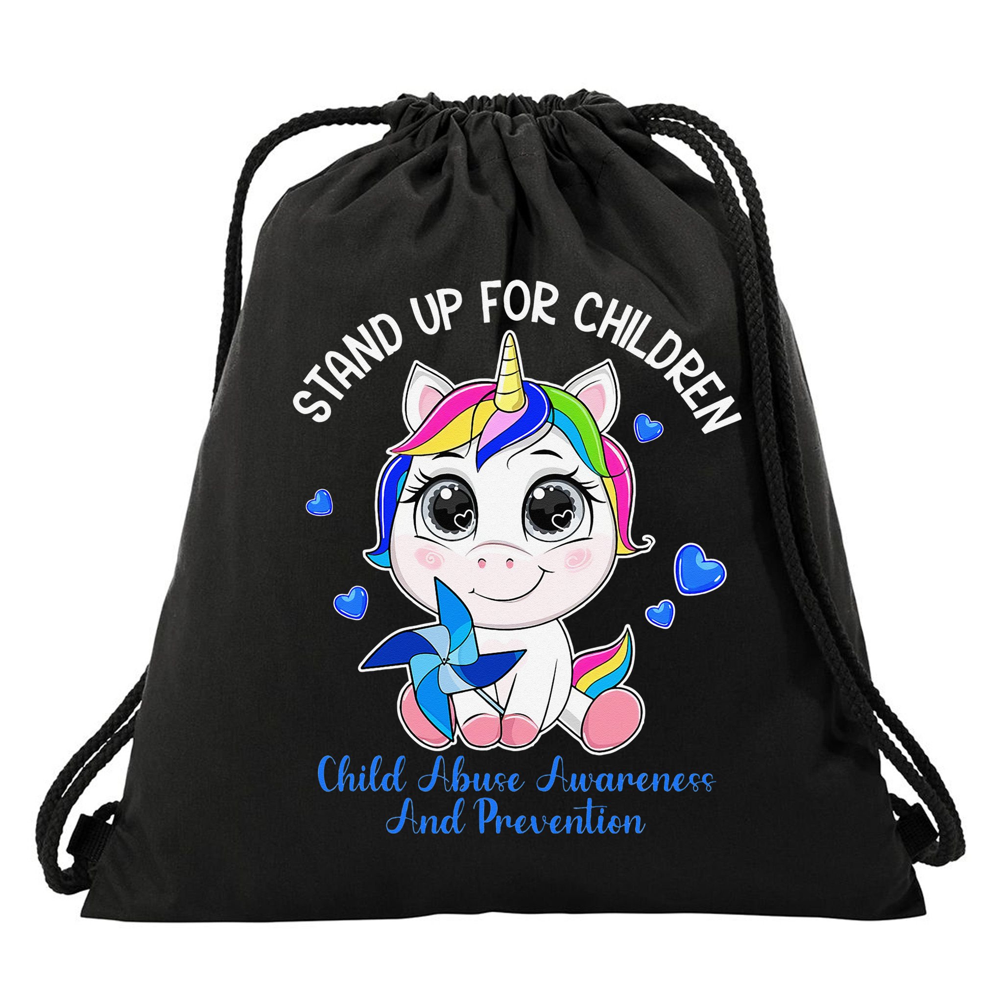 In April Blue Gnome Child Abuse Prevention Awareness Drawstring Bag