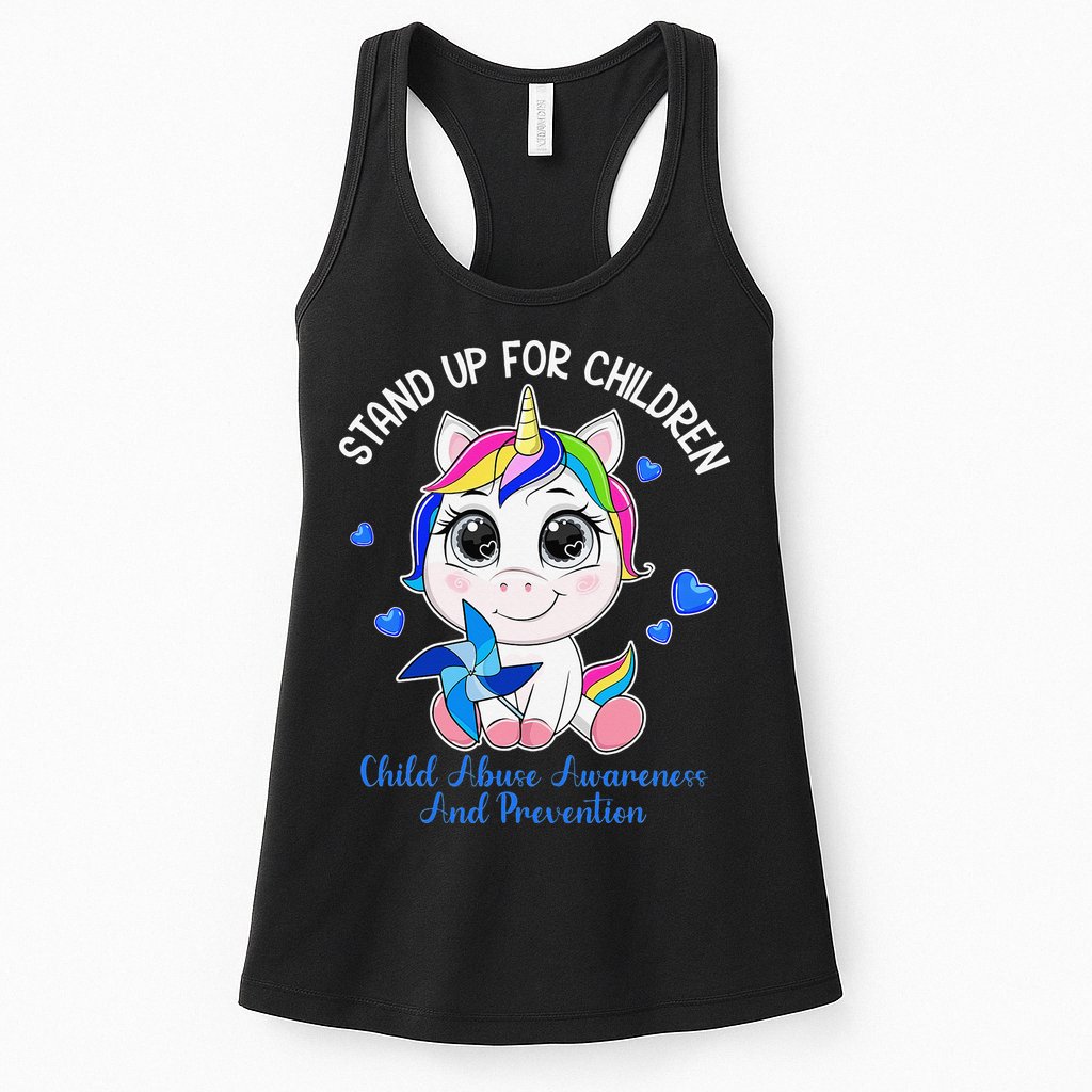 In April Blue Gnome Child Abuse Prevention Awareness Womens Tank Top