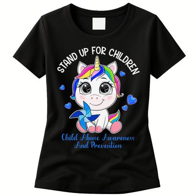 In April Blue Gnome Child Abuse Prevention Awareness Womens T-Shirt