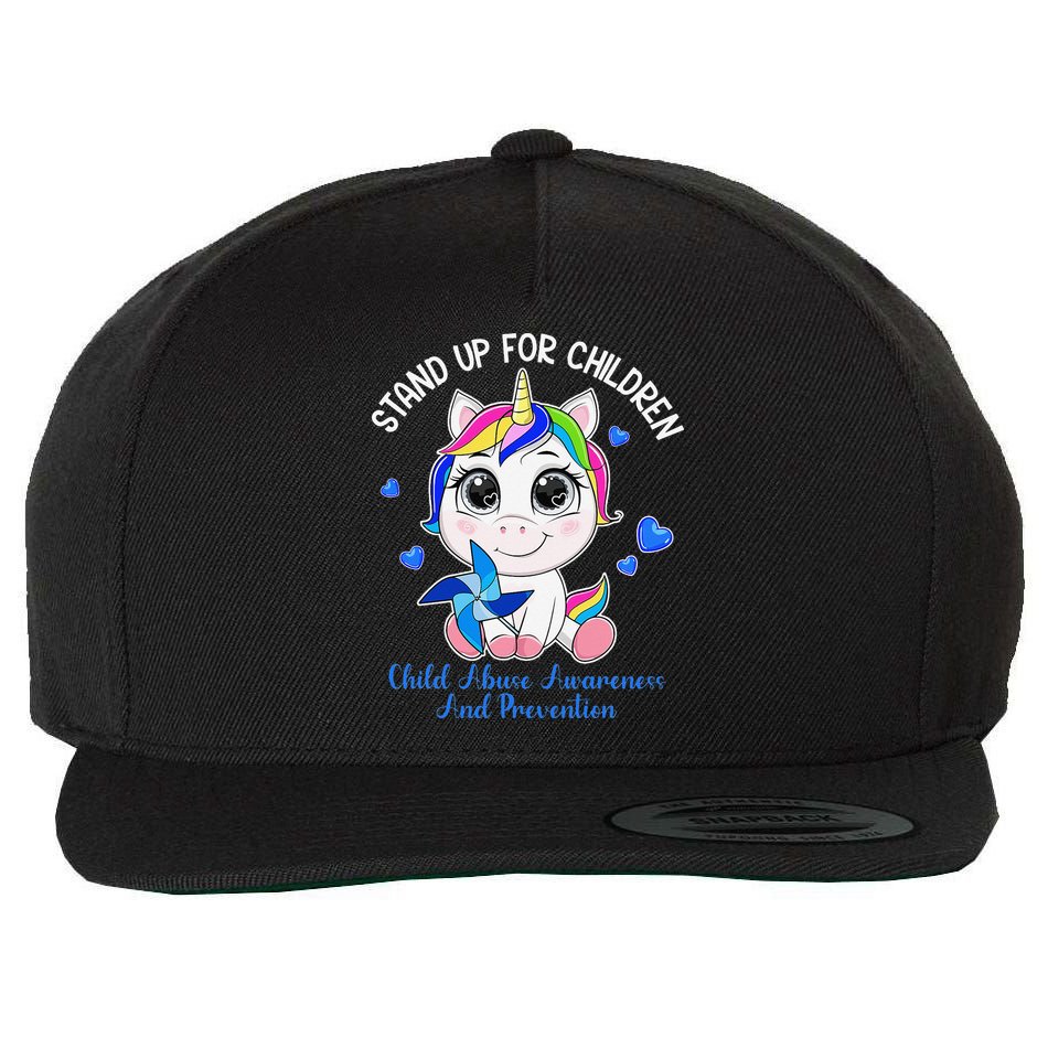 In April Blue Gnome Child Abuse Prevention Awareness Wool Snapback Cap