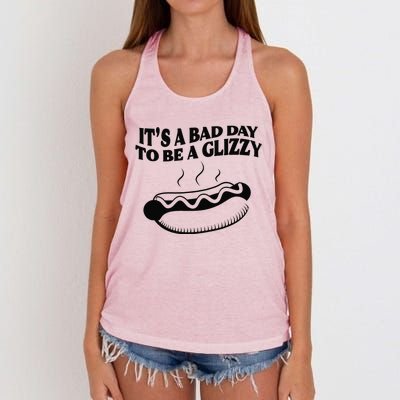 Its A Bad Day To Be A Glizzy Hot Dog Humor Sausage Lovers Women's Knotted Racerback Tank