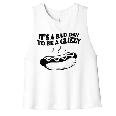 Its A Bad Day To Be A Glizzy Hot Dog Humor Sausage Lovers Women's Racerback Cropped Tank