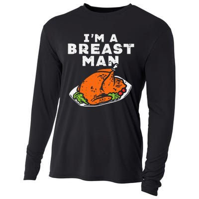 Im A Breast Man Turkey Thanksgiving Dinner Cooling Performance Long Sleeve Crew