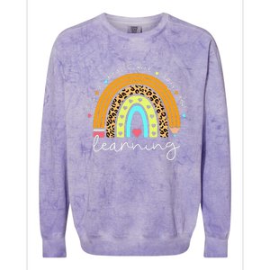 It's A Beautiful Day For Learning Rainbow Teacher Students Colorblast Crewneck Sweatshirt