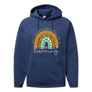 It's A Beautiful Day For Learning Rainbow Teacher Students Performance Fleece Hoodie