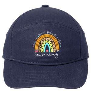 It's A Beautiful Day For Learning Rainbow Teacher Students 7-Panel Snapback Hat