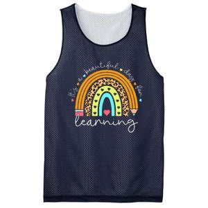 It's A Beautiful Day For Learning Rainbow Teacher Students Mesh Reversible Basketball Jersey Tank