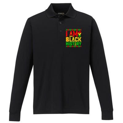 I Am Black History Month Pink And Green Juneteenth Cool Gift Performance Long Sleeve Polo