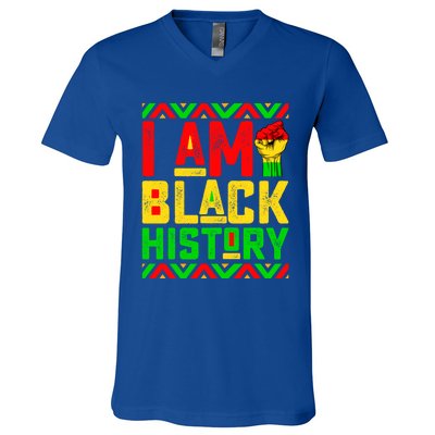 I Am Black History Month Pink And Green Juneteenth Cool Gift V-Neck T-Shirt